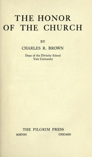 Cover for The honor of the church