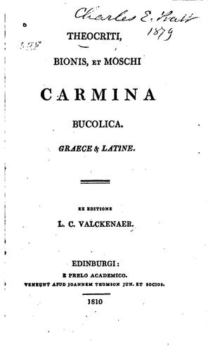 Cover for Theocriti, Bionis et Moschi Carmina bucolica, graece & latine