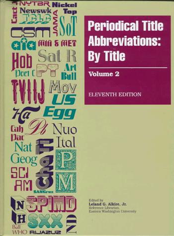 Cover for Periodical Title Abbreviations: By Title: Covering
