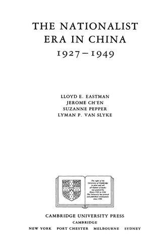 Cover for The Nationalist Era in China, 19271949