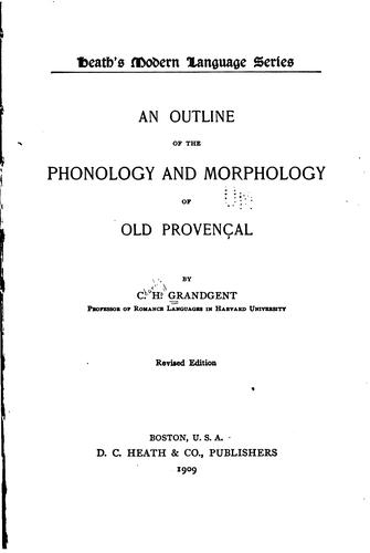 Cover for outline of the phonology and morphology of old Provençal