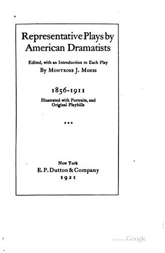 Cover for Representative plays by American dramatists