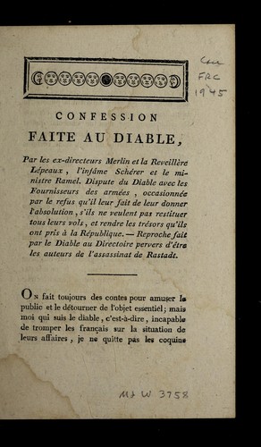 Cover for Confession faite au diable