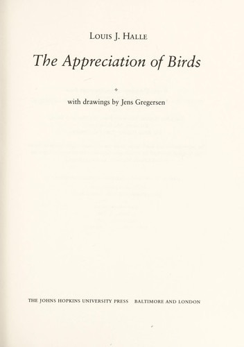 Cover for The appreciation of birds