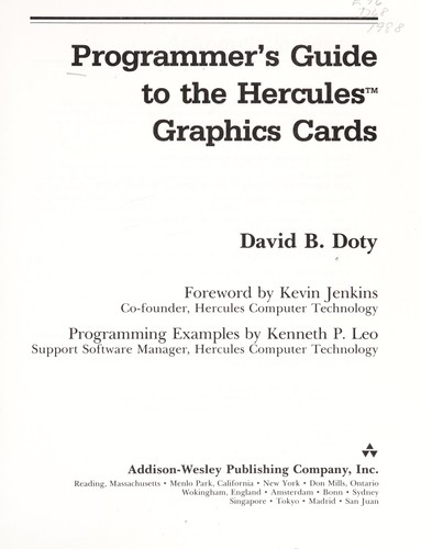 Cover for Programmer's guide to the Hercules graphics cards