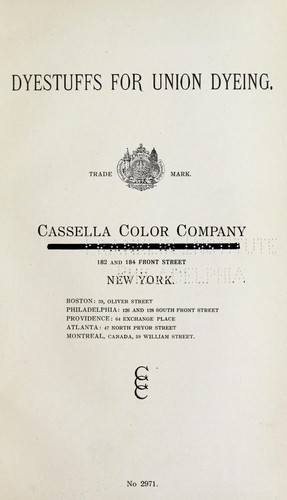 Cover for Dyestuffs for union dyeing