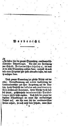 Cover for Sammlung combinatorisch-analytischer Abhandlungen...
