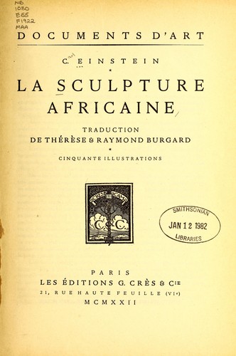 Cover for La sculpture africaine
