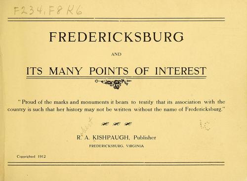 Cover for Fredericksburg and its many points of interest