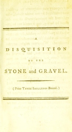 Cover for A disquisition of the stone and gravel