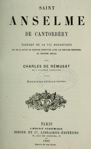Cover for Saint Anselme de Cantorbéry