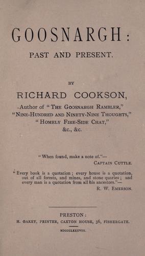 Cover for Goosnargh, past and present.