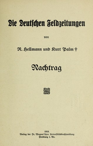 Cover for Die deutschen Feldzeitungen