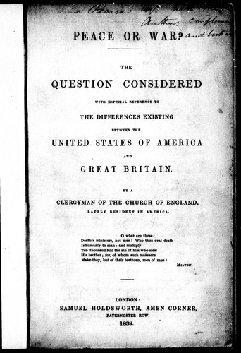 Cover for Peace or war?