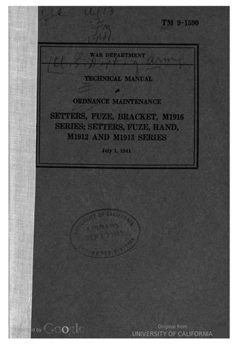 Cover for Setters, Fuze, Bracket, M1916 Series; Setters, Fuze, Hand, M1912 And M1913 Series