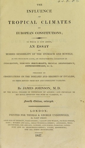 Cover for The influence of tropical climates on European constitutions