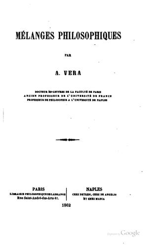 Cover for Mélanges philosophiques.