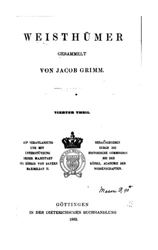 Cover for Weisthümer