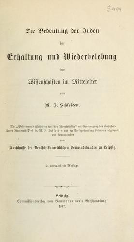 Cover for Die Bedeutung der Juden für Erhaltung und Wieder belebung der wissenschaften im Mittelalter. Aus "Westermann's illustrirten deutschen Monatsheften" mit Genehmigung des Verfassers und der Verlagshandlung besonders abgedruckt und hrsg. vom Ausschusse des Deutsch-Israelitischen Gemeindebundes zu Leipzig