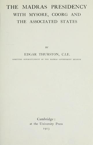 Cover for The Madras presidency