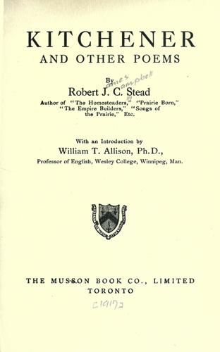 Cover for Kitchener, and other poems.