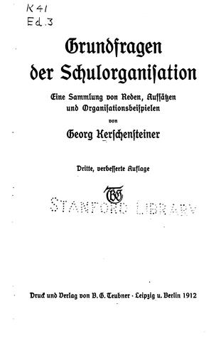 Cover for Grundfragen der Schulorganisation