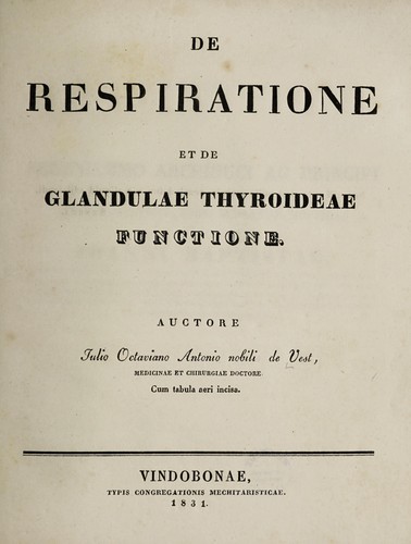 Cover for De respiratione et de glandulae thyroideae functione