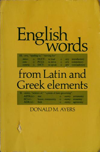 Cover for English words from Latin and Greek elements