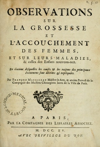 Cover for Observations sur la grossesse et l'accouchement des femmes