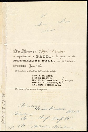 Cover for [Invitation to Miss Weston]