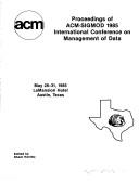 Cover for Proceedings of ACM-SIGMOD 1985 International Conference on Management of Data