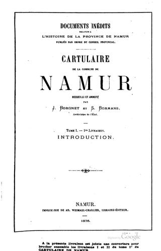 Cover for Cartulaire de la commune de Namur