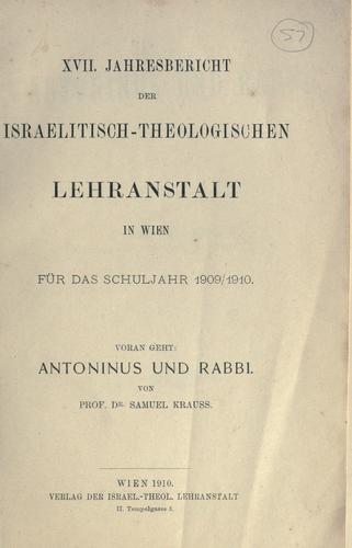 Cover for Antoninus und Rabbi.