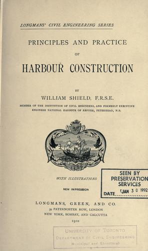 Cover for Principles and practice of harbour construction.