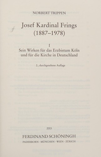 Cover for Josef Kardinal Frings (1887-1978)