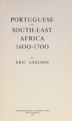 Cover for Portuguese in South-East Africa 1600-1700