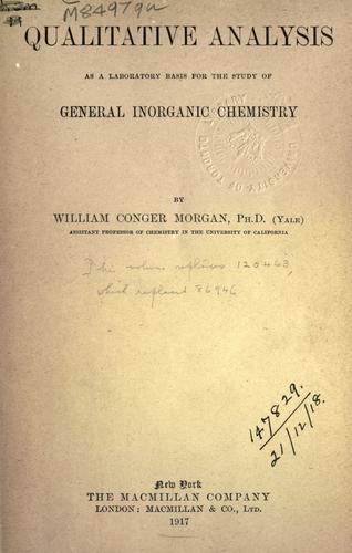 Cover for Qualitative analysis as a laboratory basis for the study of general inorganic chemistry.