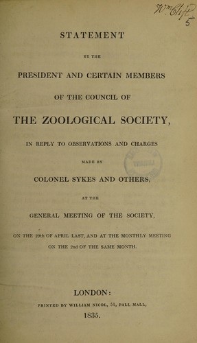 Cover for Statement by the ... Council ... in reply to observations and charges made by Colonel Sykes and others