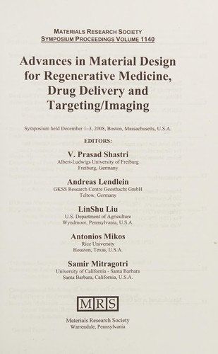 Cover for Advances in Material Design for Regenerative Medicine, Drug Delivery and Targeting/Imaging