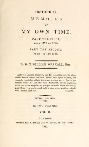 Cover for Historical memoirs of my own time...