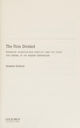 Cover for The firm divided