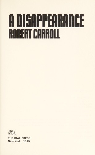 Cover for A Disappearance