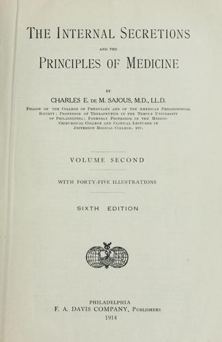 Cover for The internal secretions and the principles of medicine