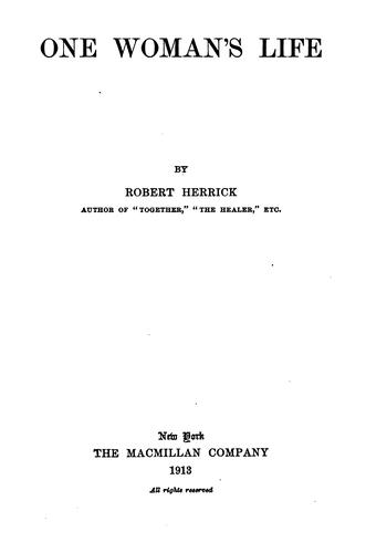 Cover for One woman's life.