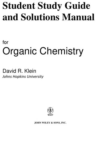 Cover for Student study guide and solutions manual for Organic Chemistry