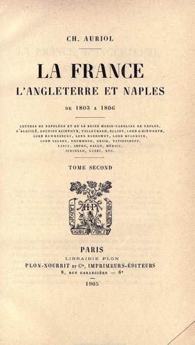 Cover for France, l'Angleterre et Naples, de 1803 ©Ła 1806