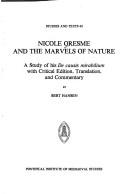 Cover for Nicole Oresme and The marvels of nature