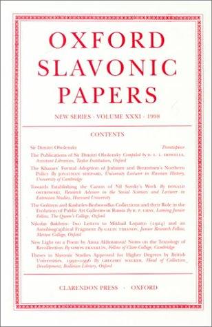 Cover for Oxford Slavonic Papers