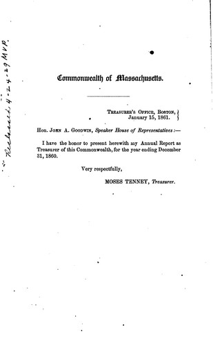 Cover for Report of the Treasurer and Receiver-General of the Commonwealth of ...