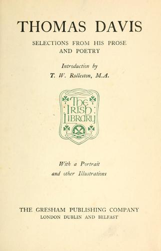 Cover for Thomas Davis, selections from his prose and poetry